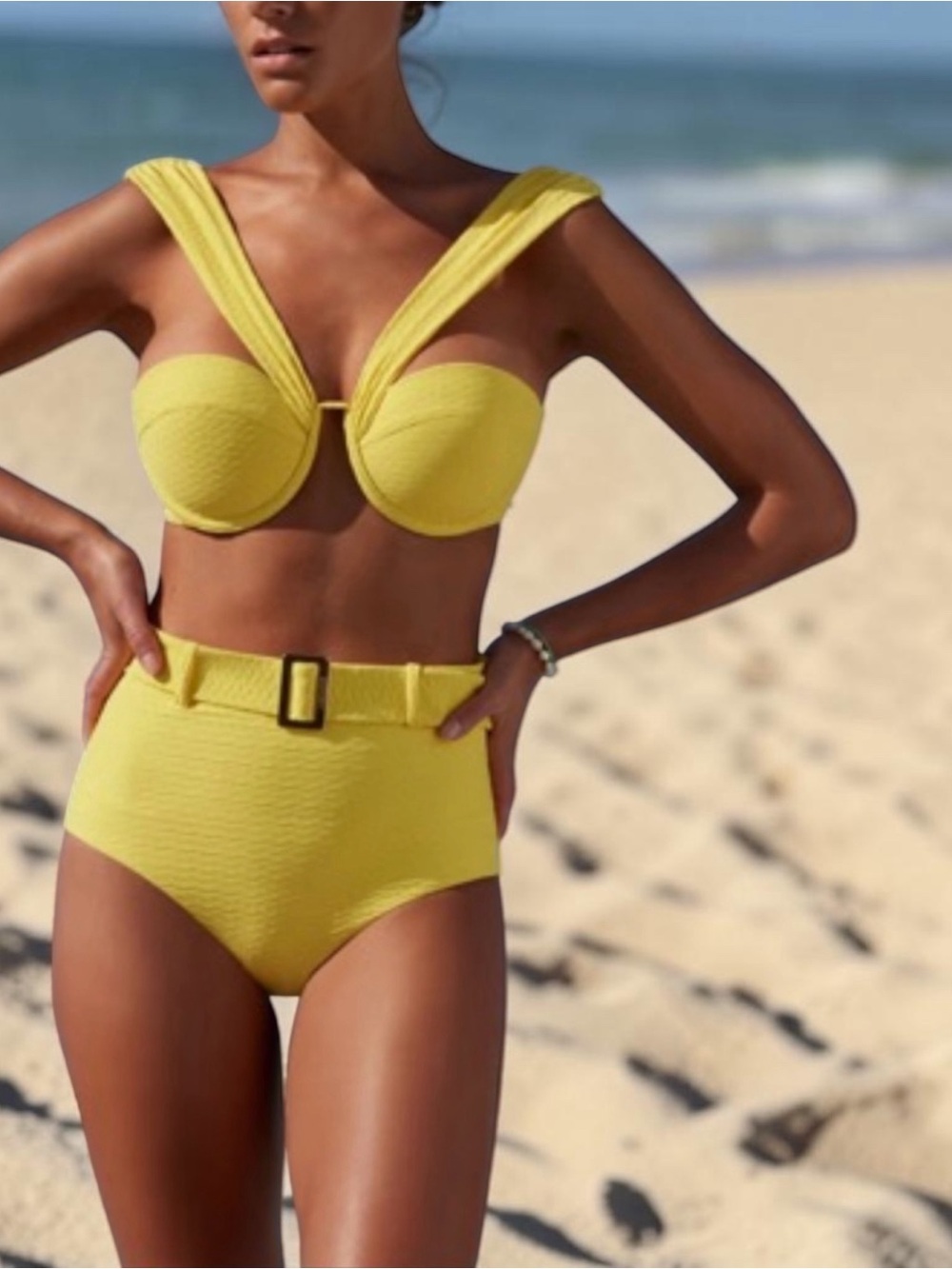 NWT Arabella London Bikini Set Mango Orange Ribbed Medium Top Small Bottom Swim"